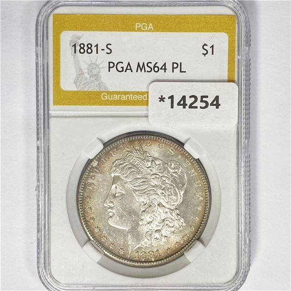 1881-S Morgan Silver Dollar PGA MS64 PL