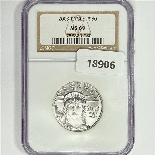 2003 $50 1/2oz American Platinum Eagle NGC MS69