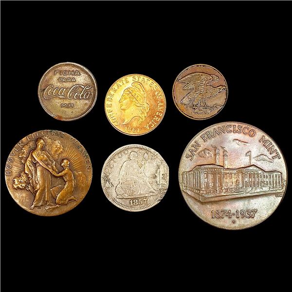 (6) Misc Coins (1857, 1933, 1937) NICELY CIRCULAT