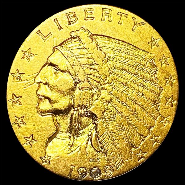 1909 $2.50 Gold Quarter Eagle CLOSELY UNC
