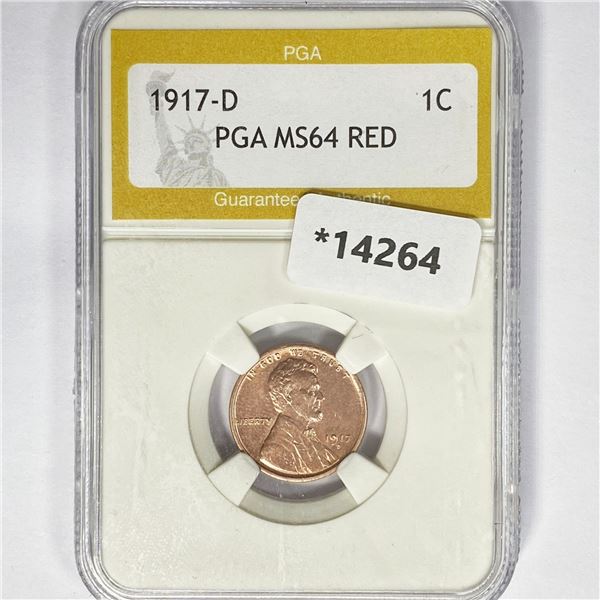1917-D Wheat Cent PGA MS64 RED