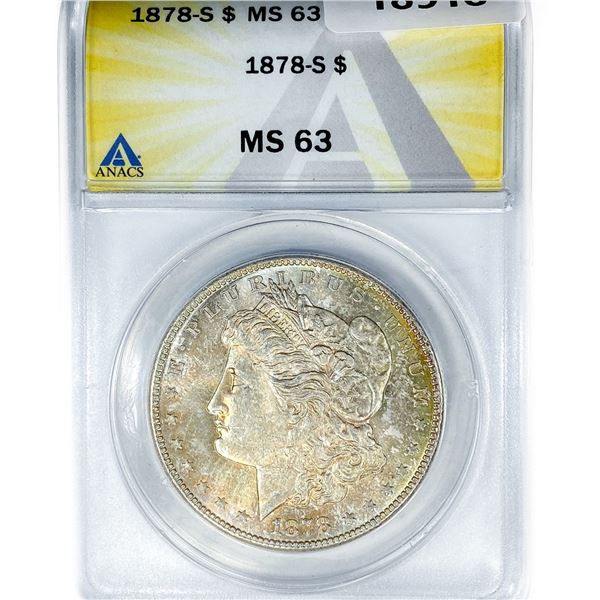 1878-S Morgan Silver Dollar ANACS MS63
