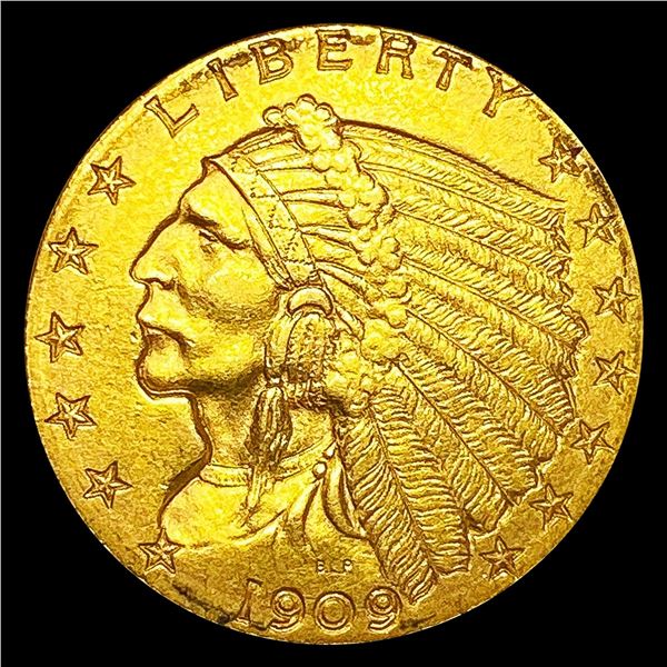 1909 $2.50 Gold Quarter Eagle CLOSELY UNC