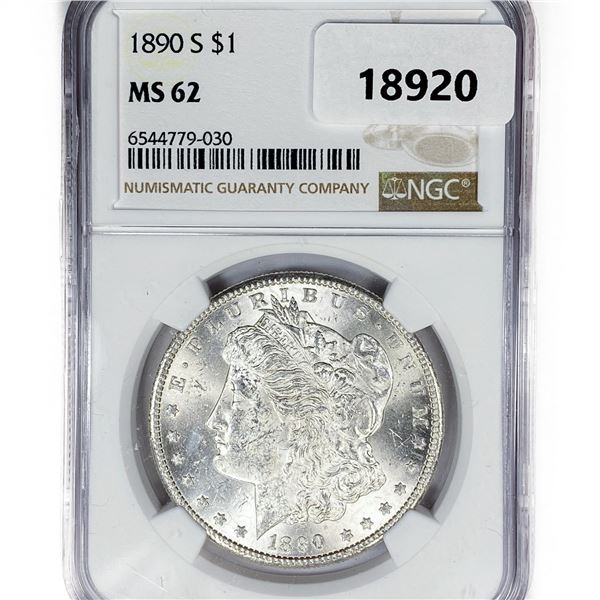 1890-S Morgan Silver Dollar NGC MS62