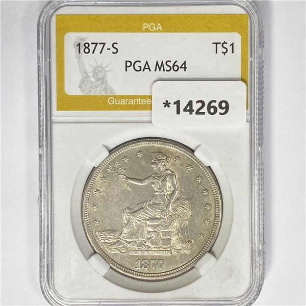 1877-S Silver Trade Dollar PGA MS64
