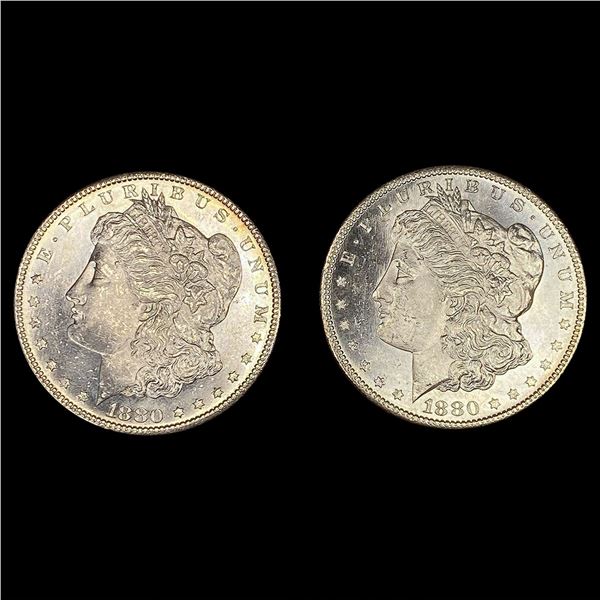 (2) 1880-S Morgan Silver Dollars UNCIRCULATED