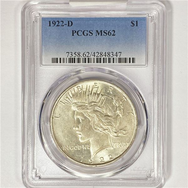 1922-D Silver Peace Dollar PCGS MS62