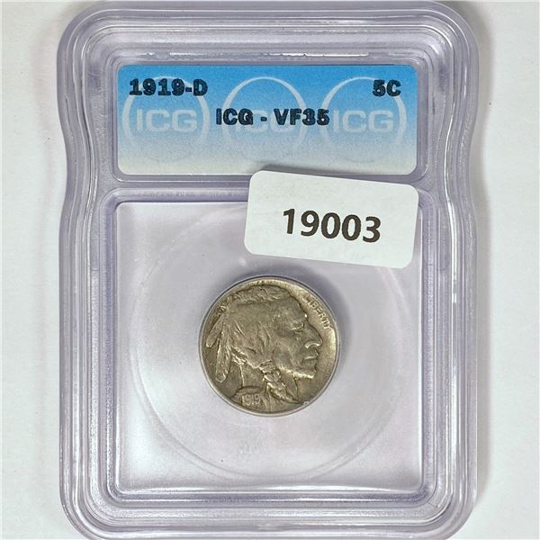 1919-D Buffalo Nickel ICG VF35