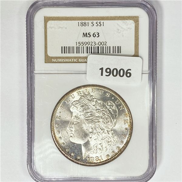 1881-S Morgan Silver Dollar NGC MS63