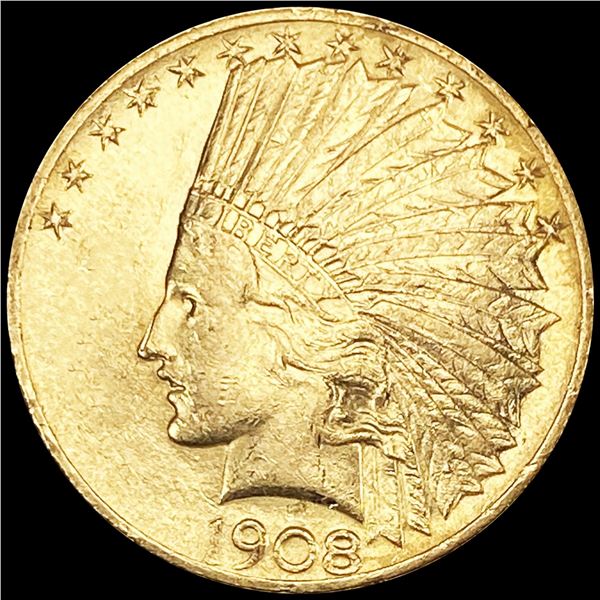 1908 $10 Gold Eagle NEARLY UNCIRCULATED