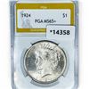 Image 1 : 1924 Silver Peace Dollar PGA MS65+