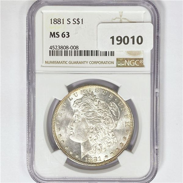 1881-S Morgan Silver Dollar NGC MS63