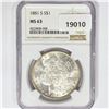 Image 1 : 1881-S Morgan Silver Dollar NGC MS63
