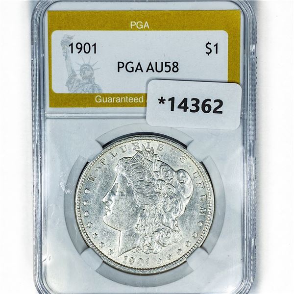 1901 Morgan Silver Dollar PGA AU58