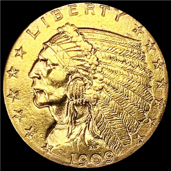 1909 $2.50 Gold Quarter Eagle CLOSELY UNC