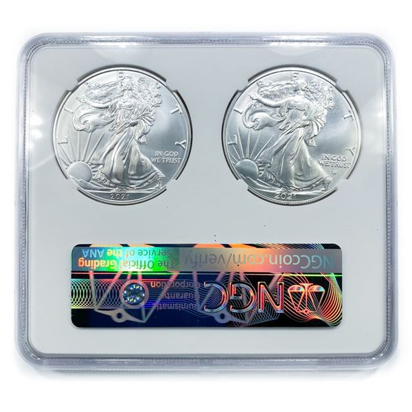 2021 Ty 1 & 2 American 1oz Silver Eagles NGC MS70