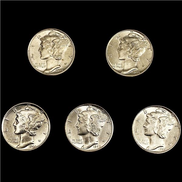 (5) 1940's Mercury Silver Dimes UNCIRCULATED