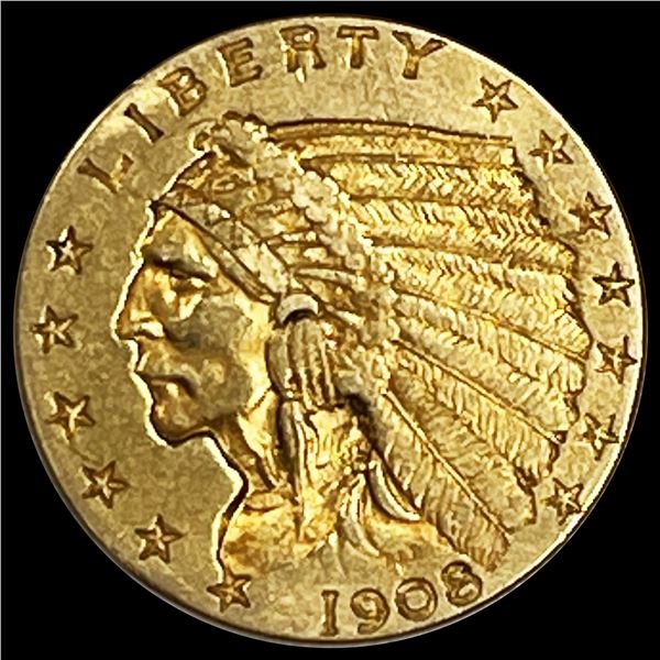 1908 $2.50 Gold Quarter Eagle CLOSELY UNC