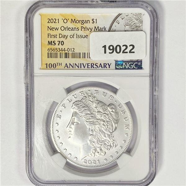 2021 'O' Morgan Silver Dollar NGC MS70 1st Day