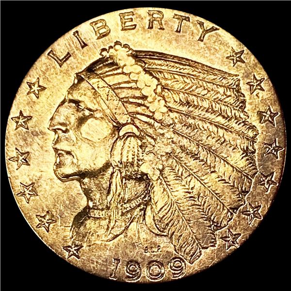 1909 $2.50 Gold Quarter Eagle NEARLY UNCIRCULATED
