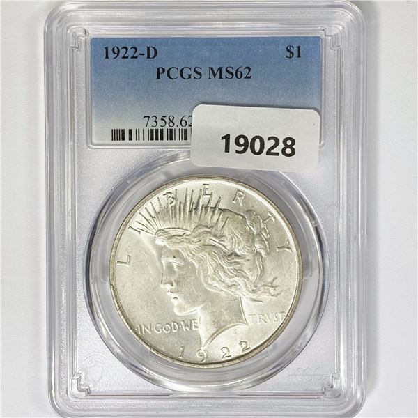 1922-D Silver Peace Dollar PCGS MS62