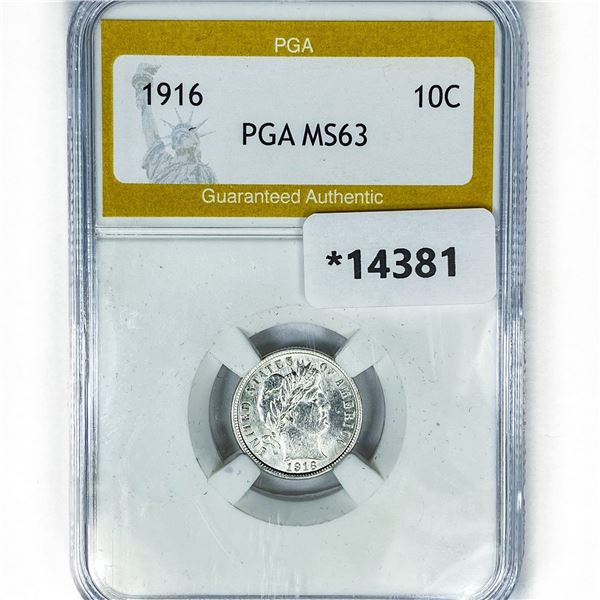 1916 Barber Dime PGA MS63