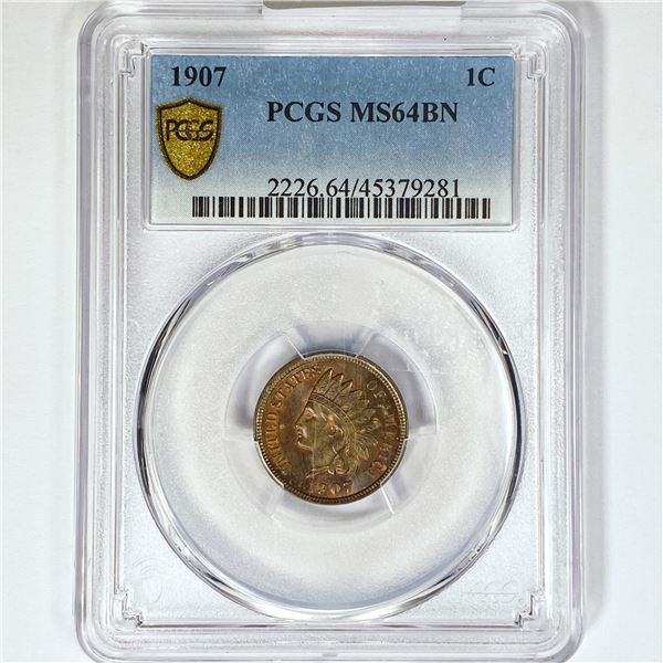 1907 Indian Head Cent PCGS MS64 BN