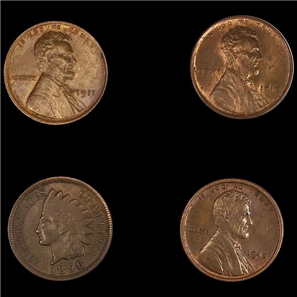 (4) Misc Cents (1896, 1910, 1911, 1918) CLOSELY U