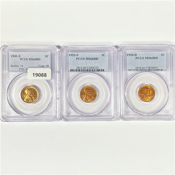 1941-1954 Set (3) Wheat Cent PCGS MS66 RD