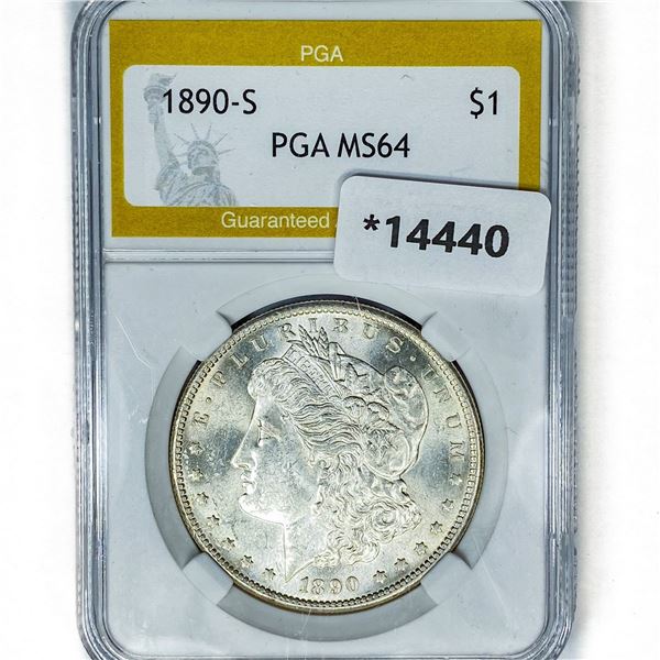 1890-S Morgan Silver Dollar PGA MS64