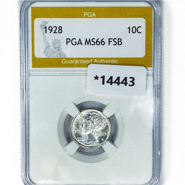 1928 Mercury Silver Dime PGA MS66 FSB