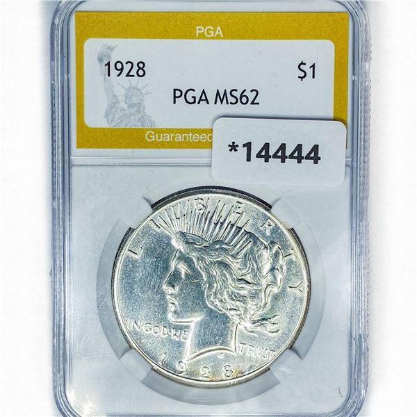 1928 Silver Peace Dollar PGA MS62