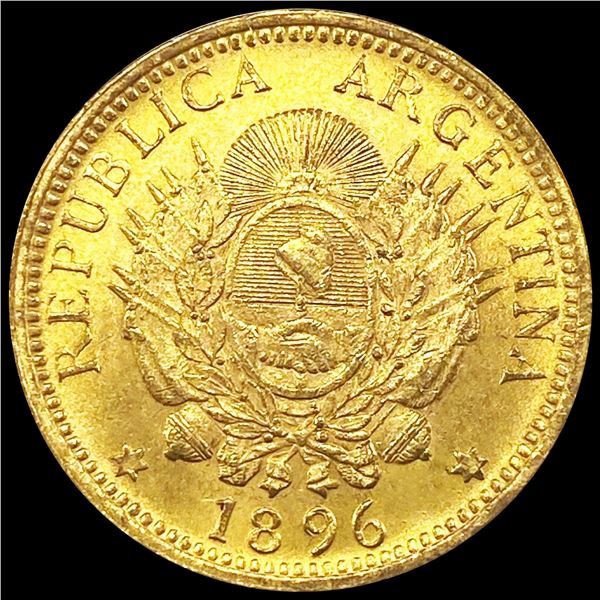 1896 Argentina .2334oz Gold 5 Pesos UNCIRCULATED
