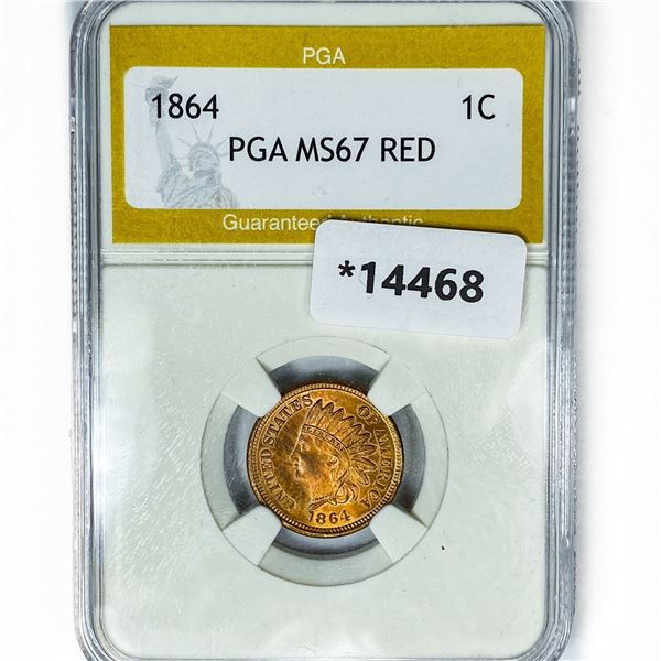 1864 Indian Head Cent PGA MS67 RED