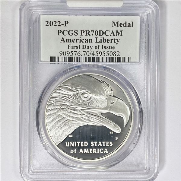 2022-P 1oz Silver Liberty Medal PCGS PR70 DCAM,