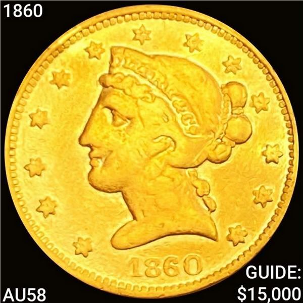1860 $5 Gold Half Eagle CHOICE AU