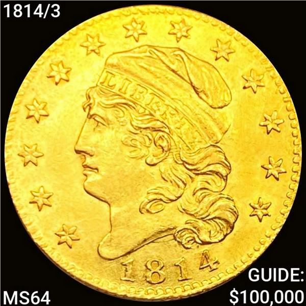 1814/3 $5 Gold Half Eagle CHOICE BU