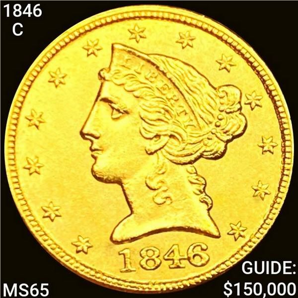 1846-C $5 Gold Half Eagle GEM BU