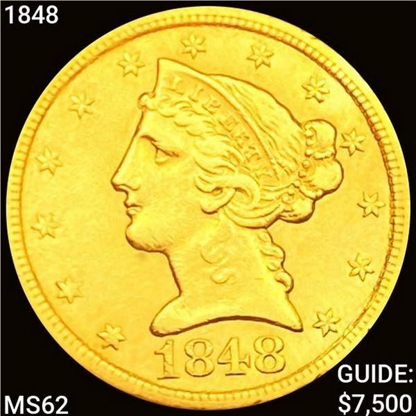 1848 $5 Gold Half Eagle UNCIRCULATED