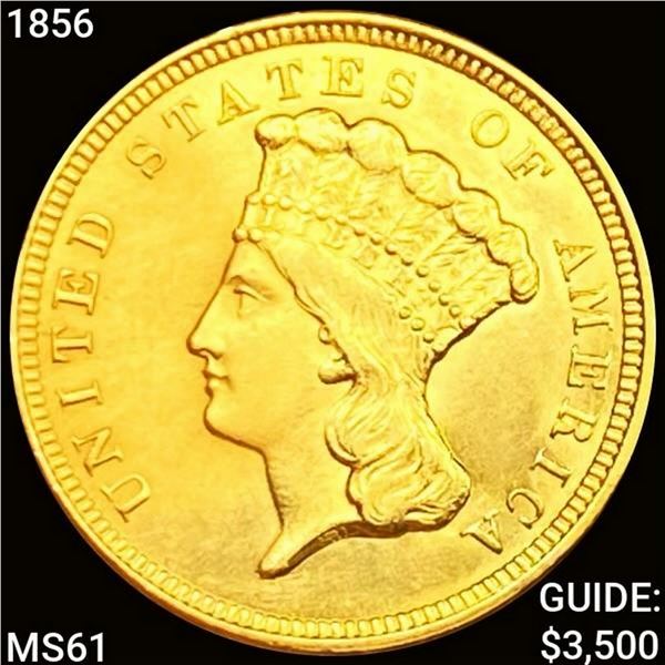1856 $3 Gold Piece UNCIRCULATED