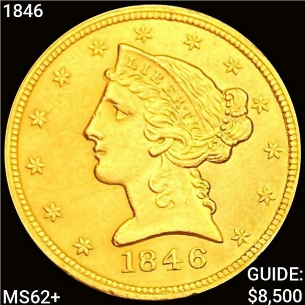 1846 $5 Gold Half Eagle UNCIRCULATED +