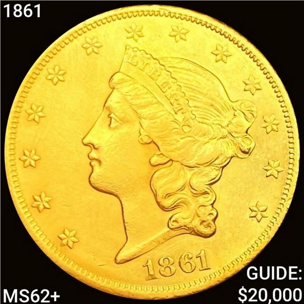 1861 $20 Gold Double Eagle UNCIRCULATED +