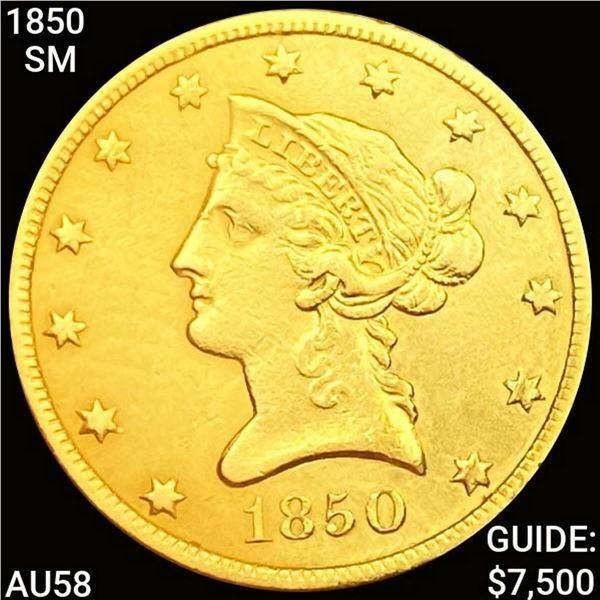 1850 SM DT $10 Gold Eagle CHOICE AU