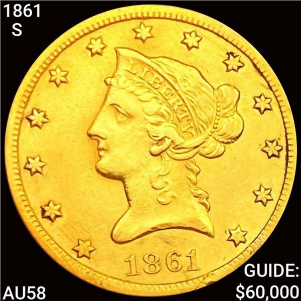 1861-S $10 Gold Eagle CHOICE AU
