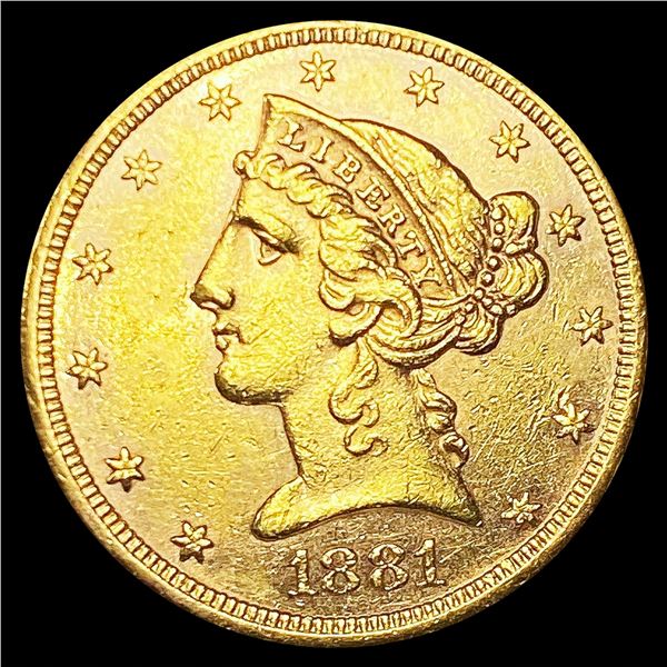 1881-S $5 Gold Half Eagle UNCIRCULATED