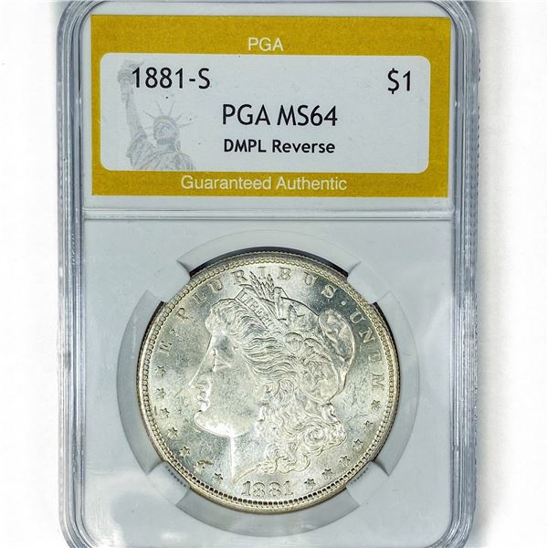 1881-S Morgan Silver Dollar PGA MS64 DMPL Reverse