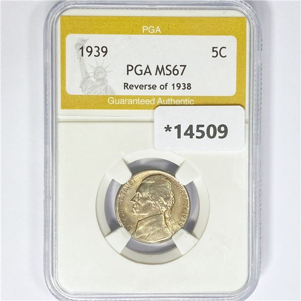 1939 Jefferson Nickel PGA MS67 Rev of 38