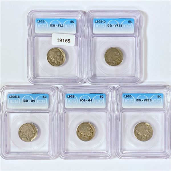 1923-1930 Set (5) Buffalo Nickel ICG