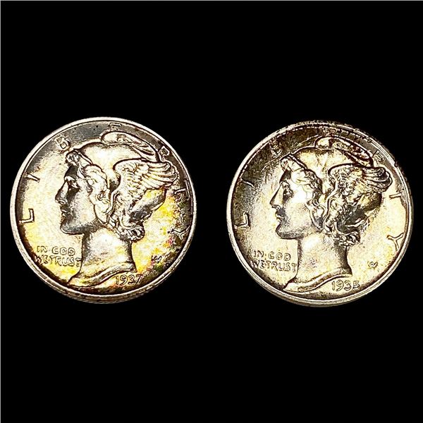 (2) Mercury Dimes (1935-S, 1937-D) CLOSELY UNCIRC