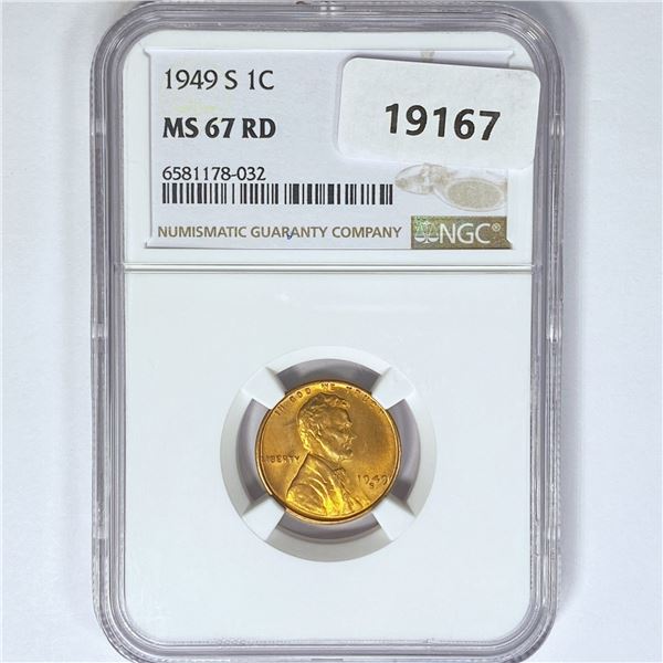 1949-S Wheat Cent NGC MS67 RD
